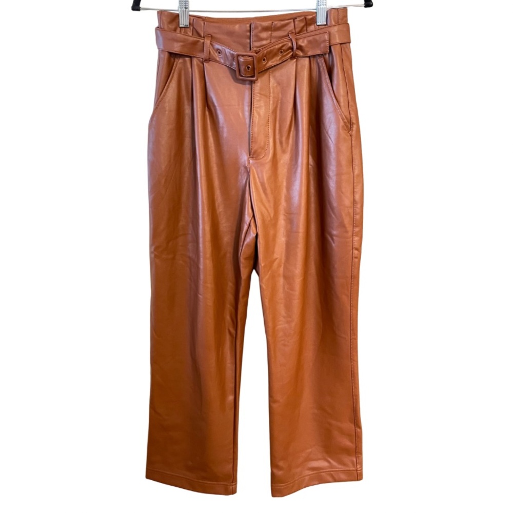 Abercrombie & Fitch brown vegan Leather Pants - Picture 4 of 11